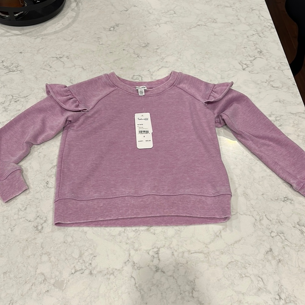 Splendid burnout frills crew sweatshirt